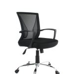 Low Back Chair Black Colour Bifma Standard With Chrome Base - ES-351-S