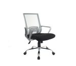 Low Back Chair Grey & Black Colour Bifma Standard With Chrome Base- 055-G